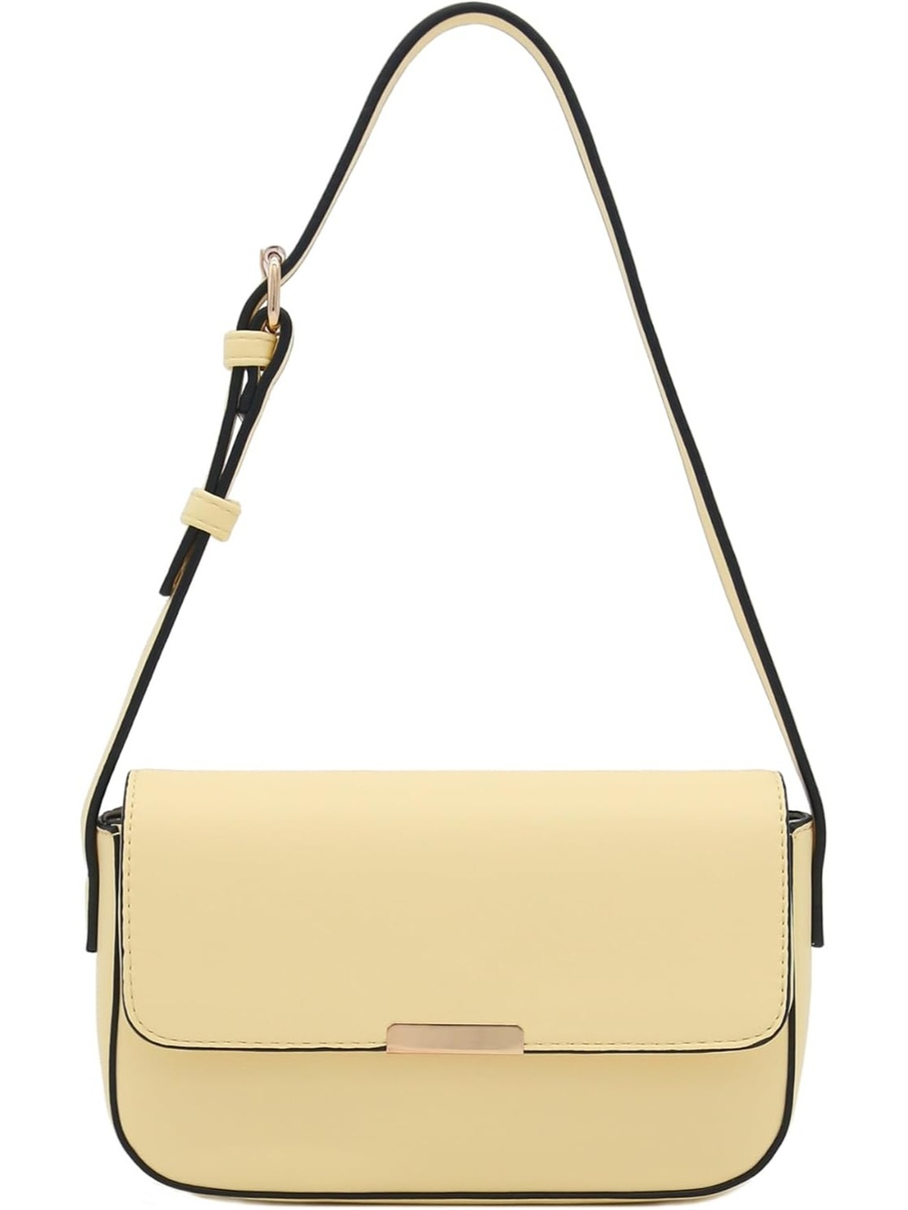 〽️ Women's Pastel Yellow Mini Rectangular Flap Purse Underarm Shoulder Bag